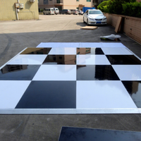 ANYCASE - Piso de Baile de Madera Contrachapada Negra y Blanca con Bordes de Aluminio para Decoración de Bodas, Piso de Escenario Encastrable para Uso en Interiores y Exteriores
