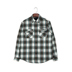 विंटेज शैली पुरुषों के अनुकूलन प्लेड ब्रश लंबी आस्तीन फ्लैनेल शर्ट - Product Image 3