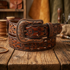 Genuine Cow Hide Steel Square Braided Handmade Durable Eco-Friendly Vintage Customizable Lightweight Pin Buckle <b>Men's</b> Belt BS - Product Image 1