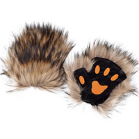 Gant demi-doigt en forme de patte d'ours mignon pour cosplay, exposition de bandes dessinées, cheveux longs, Halloween, carnaval