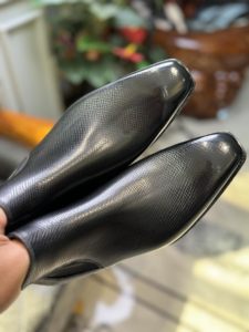 Bottes hautes pour hommes, hiver, doublure en velours chaud, bout carré, semelles en cuir Goodyear, semelles Harp, cuir grainé Hall Grain Shipwreck - Product Image 2
