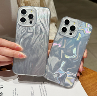 Coloré Argent IMD Série pour iPhone 16 15 14 Pro Max 11 PC Motif D'ondulation De L'eau Grand Trou Téléphone Cas
