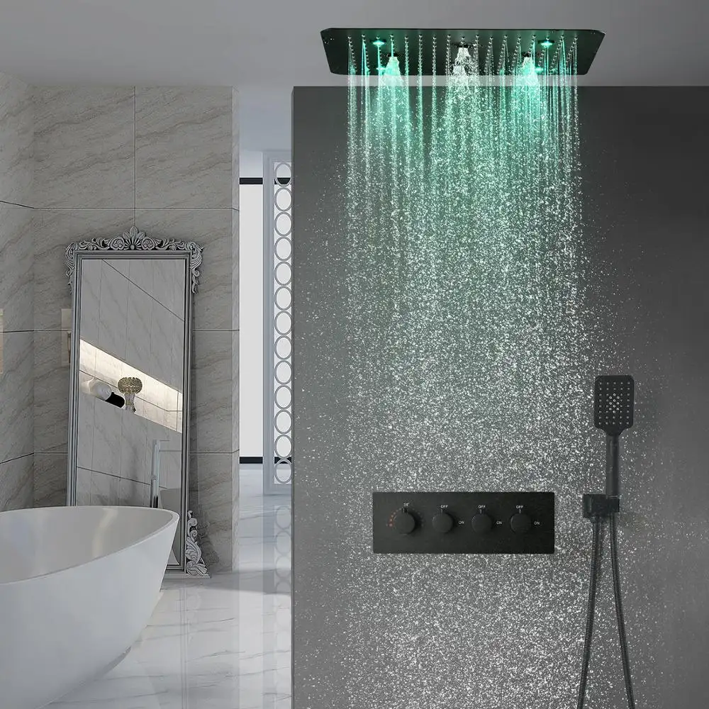 20 इंच वर्ग प्रकाश duschsystem बारिश की बौछार सिर का नेतृत्व किया, कोई जरूरत बैटरी बिजली बौछार, जर्मन बाथरूम faucets