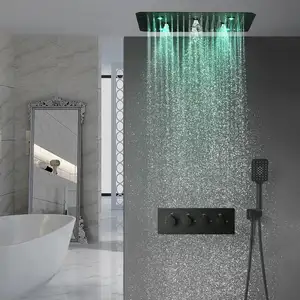 20 pulgadas luz led cuadrada duschsystem cabezal de ducha de lluvia, sin necesidad de batería ducha eléctrica, grifos de baño alemán