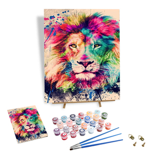 Kit per Dipingere con i Numeri Fai-da-Te con Design <span class=keywords><strong>Leone</strong></span>, Vernice Acrilica e Tela di Alta Qualità per Decorazione Casa - Product Image 1