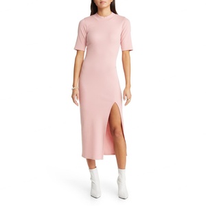 Vestido Maxi Personalizable para Mujer, Elegante, Manga Larga, Cuello Redondo, Suéter Midi Elegante, Silueta Recta, Diseño Sólido para Otoño - Product Image 1