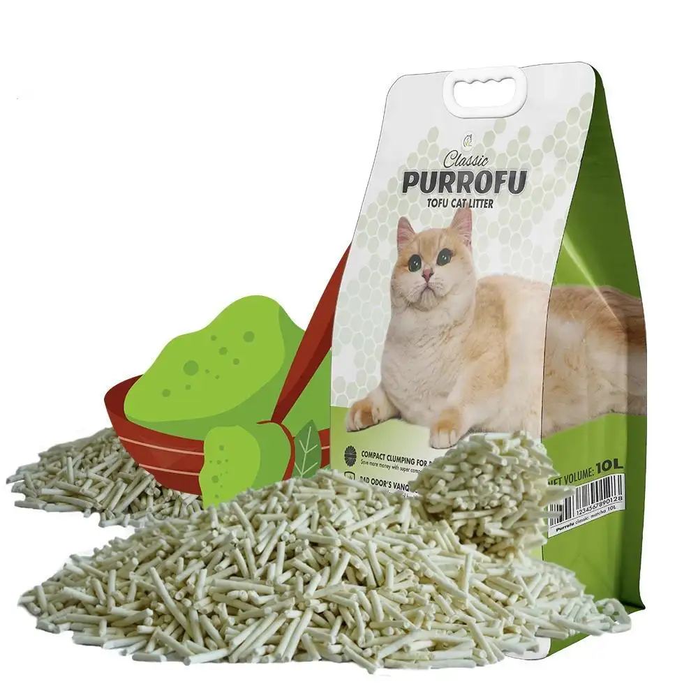 Purrofu Brand Flushable Tofu Arena 10L /4.6KG Exclusive Odor Seal Tofu Cat Litter Cat Sand With Green Tea Scent