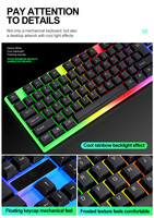 Keyboard USB 2.0 Berkabel 104-Tombol LED + Mouse Combo Aksesoris Gaming Terbaru untuk Rumah Kantor Notebook Komputer Desktop