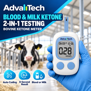 AdvallTech Analyseur de cétone vétérinaire pour chats, pour la détection rapide de 0,5 µL de cétone dans le sang et le lait maternel, dispositif portable avec codage automatique, diagnostic et injection - Product Image 1