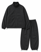 Ensemble de survêtement micro-à carreaux pour homme avec logo personnalisé, veste de survêtement texturée oversize et pantalon de jogging, ensemble streetwear deux pièces OEM