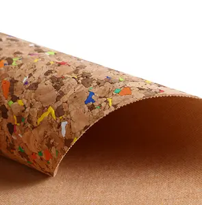 Eco-Friendly Recycled Vegan Natural Cork Wood Grain Synthetic Artificial Faux PU Leather Fabric For Handbags