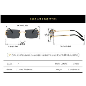 Diseñador <span class=keywords><strong>de</strong></span> marca clásica UV400 Shades Coloful Gradient Glasses 2024 Marco cuadrado sin montura Ocean Lenses Mujeres Gafas <span class=keywords><strong>de</strong></span> sol - Product Image 5