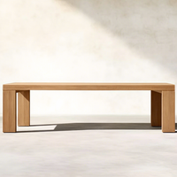 Ensemble de table à manger d'extérieur en teck moderne avec chaises imperméables pour jardin, plage, parc