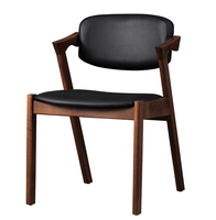Chaise de salle à manger en bois massif, dossier en forme de Z, rembourrage en cuir, pieds en bois, vente chaude