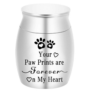 Perlengkapan pemakaman anjing kucing cetakan cakar tanda mata Logam guci kecil tahan air guci hewan peliharaan baja tahan karat untuk bulu anjing - Product Image 5