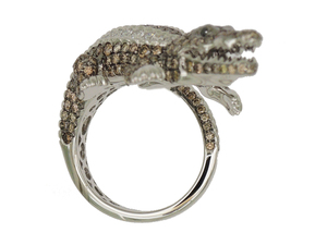 Anillo de Plata Ajustable con Diseño Genial de Cuerpo de Cocodrilo Feroz con Diamante, Joyería Elegante - Product Image 2