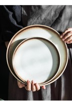 Assiette en céramique commerciale haut de gamme de style japonais Plat sous glaçure Assiette plate pour steak Western Fish Dessert Japandi