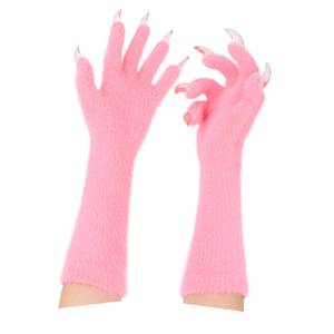 Gants à griffes en fourrure d'Halloween avec longs ongles, accessoire de cosplay réaliste, vente en gros, polyester, pour femmes adultes - Product Image 5