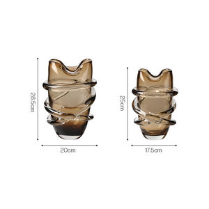 Nordique Moderne Élégant <span class=keywords><strong>Vase</strong></span> En <span class=keywords><strong>Verre</strong></span> Brun Unique Art Déco Design D'intérieur pour Table Arrangement De Fleurs Teinté Pot De Fleur - Product Image 1