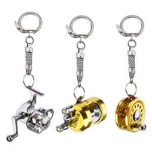 Strong Fish Wheel Keychain Gold Color Fly Fisherman Spinning Fishing Reel Miniature <b>Key</b> <b>Chain</b> With <b>Key</b> Ring - Product Image 1