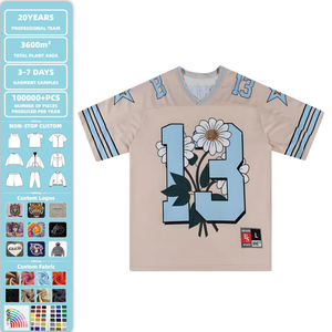 男士复古校园T恤 |   卡通图案印花大廓形 V 领 T 恤，男女通用宽松街头服饰上衣 - Product Image 1