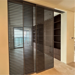 Puerta Corredera de Cierre Suave <span class=keywords><strong>con</strong></span> Marco Delgado Negro para el Hogar, Sala de Estar, Interior, Dormitorio, Cocina, Puerta Corredera de <span class=keywords><strong>Vidrio</strong></span> y Aluminio para Balcón - Product Image 4