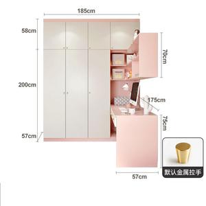 Roze Mooie Meisjes Prinses Kinderen Slaapkamer Garderobe Kast Met Studeerbureau Computertafel - Product Image 6