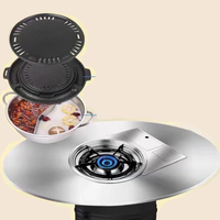 Barbecue coréen portable d'intérieur au butane, table de barbecue avec brûleur à gaz intégré, poêle ronde pour restaurants