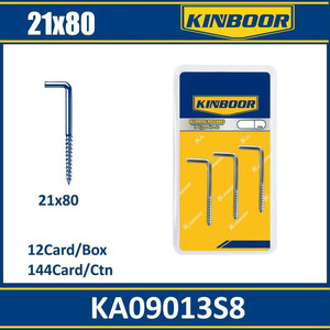 Ganci filettati a forma di L 21x80mm-fornitura alla rinfusa 12 carte Per scatola 144 carte Per cartone ganci e rotaie categoria di prodotto - Product Image 1