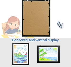 Marcos de arte para niños 8,5x11 A4 10x12,5 Apertura frontal cambiable Arte blanco Exhibición Marco de almacenamiento Hierro - Product Image 4