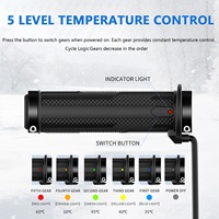 Manillar Calefactable Fijo para ATV LOCK-ON, 5 Niveles de Control de Temperatura Constante, Interruptor Integrado, Puños Calefactables con Función de Memoria