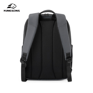 Kingsons Men's Business Backpack Gray And Black Anti-Theft Laptop Bag For Travel With Shoulder Straps Solid Color Splicing - Product Image 2