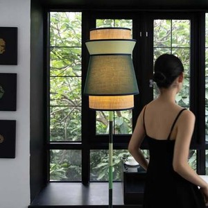 Hand-Woven <b>Floor</b> <b>Lamp</b> In Lush Bamboo <b>Green</b> Adjustable Height Led Light Source For Study Living Room Bedroom - Product Image 5