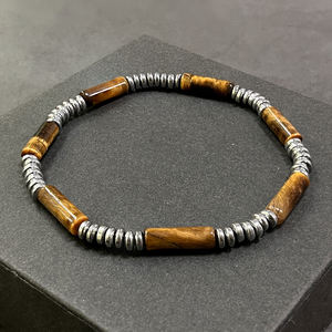 สร้อยข้อมือลูกปัดตาเสือและเฮมาไทต์ธรรมชาติทรงไม่สม่ำเสมอ ชิ้นงานสไตล์เรโทรสำหรับสวมใส่ในชีวิตประจำวันและชุดสไตล์สตรีท - Product Image 6
