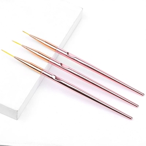 Lot de 3 pinceaux à ongles en or rose, en nylon, pour dessin de rayures, gel UV, peinture florale, stylo de manucure à manche en plastique pour motifs et lignes - Product Image 5