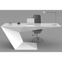 Vente flash - Bureau moderne en marbre fantaisie, forme incurvée irrégulière personnalisée, durable, avec garantie de 10 ans