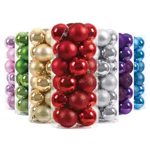 Nuevas bolas de Navidad 6cm galvanoplastia 24 Uds bolas de adornos navideños adorno colgante de fiesta conjunto de bolas de Navidad clásicas