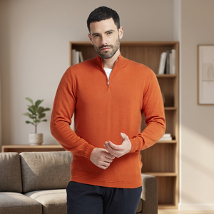 Ropa de Invierno Italiana de Calidad, Suéter de Cuello Redondo para Hombre, Tejido con Hilo Teñido, 100% Merino Ultrafino, Antipilling, Manga Larga, ODM PAOLO NERO - Product Image 3