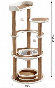 Árbol para gatos moderno de 4 niveles, 148 cm, rascador de sisal con plataforma y túnel para gatos de interior - Product Image 2