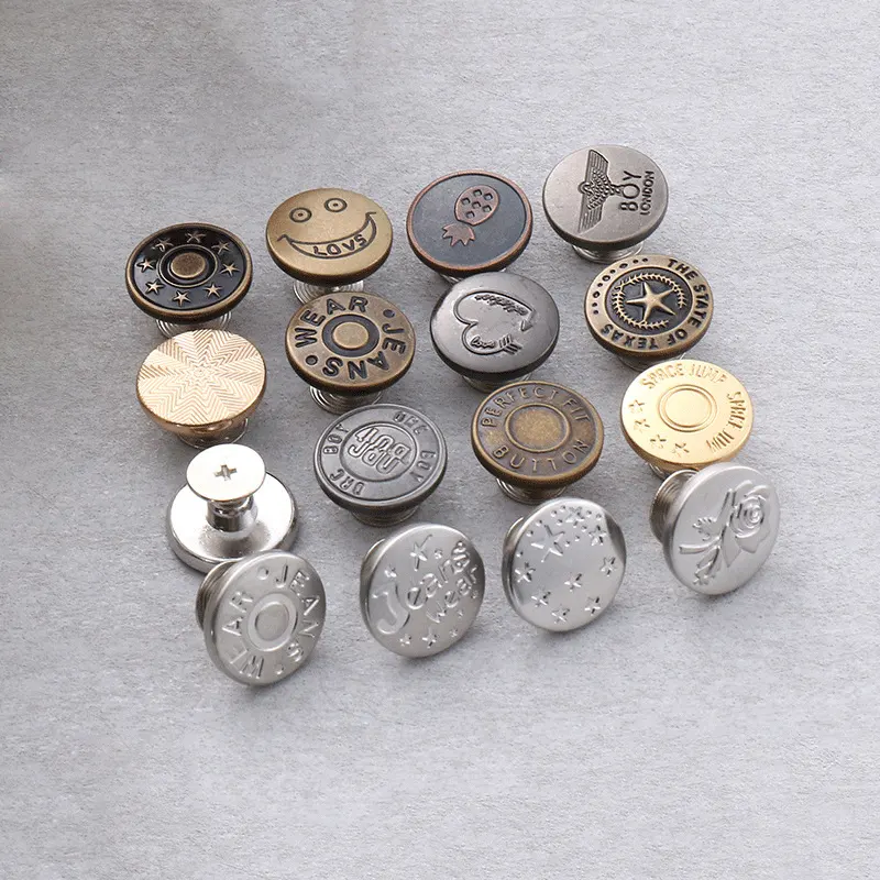 New Style High Quality Classic Antique Vintage 17mm Accessories And Rivets Custom Logo Denim Metal Tack Jeans Button For Jeans