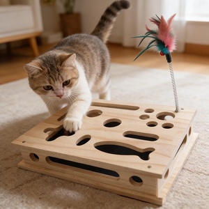Boîte à gratter pour chat en bois avec labyrinthe – Jouet interactif d'intérieur pour lutter contre l'<span class=keywords><strong>ennui</strong></span> - Product Image 1
