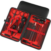 Coupe-ongles en acier inoxydable personnalisé avec logo, anti-rouille, pour couper les cuticules, ensemble d'outils de manucure de 24 pièces