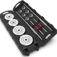 Kit de musculation 2-en-1 réglable en fonte chromée pour haltères et barres, idéal pour l'entraînement et le bodybuilding, durable
