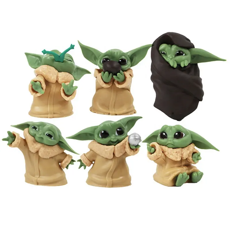 6pcs/set Cute Baby Yoda The Child Action Figure Toys action figures cartoon doll toy For Cake Topper Decoration