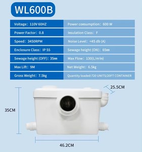 <span class=keywords><strong>Pompe</strong></span> à eaux usées MISLIER WL300A 600W ABS pour le traitement des eaux usées, <span class=keywords><strong>pompe</strong></span> électrique multi-étages basse pression - Product Image 5