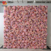 Lisse blanc Rose hortensias retrousser tissu 3D fleur toile de fond fleur mur pour mariage toile de fond décor