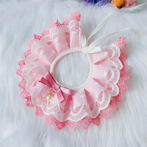 Lindo Babero de Algodón con Encaje para Mascotas, Pañuelo de Cuello Redondo, Toalla para la Saliva de Perros y Gatos, para Teddy, Samoyed, Cachorros, Accesorios para Mascotas al por Mayor - Product Image 4