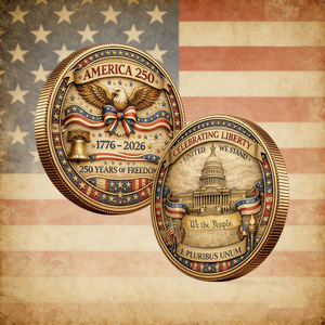 Pièce de monnaie commémorative du 250e anniversaire des États-Unis 1776-2026, Aigle chauve, drapeau américain, objet de collection patriotique plaqué or, souvenir - Product Image 5