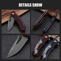 Couteau pliant de poche EDC pour camping en plein air, style Bochen Nes, en acier Damas avec manche G10 et gravure laser, vente en gros 2026