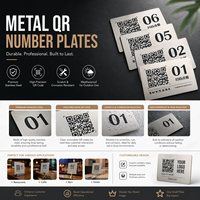 Placas de Número de Mesa con Código QR de Metal Profesional, Acero Inoxidable, Escaneables, para Pedidos, Letreros con Nombre para Restaurante, Bar, Cafetería, Hotel